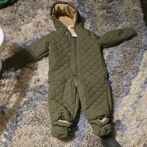Quilted Green Hooded Baby Snowsuit
